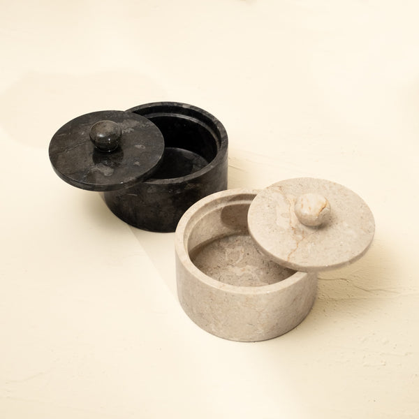 Round Marble Canister For Holding Kitchen Essentials - Coastal Villa Homeware